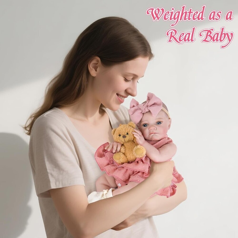 🆕20inch Soft Cloth Body Newborn Baby Poseable Limbs Pink Dress Baby Girl - Picture 5 of 7